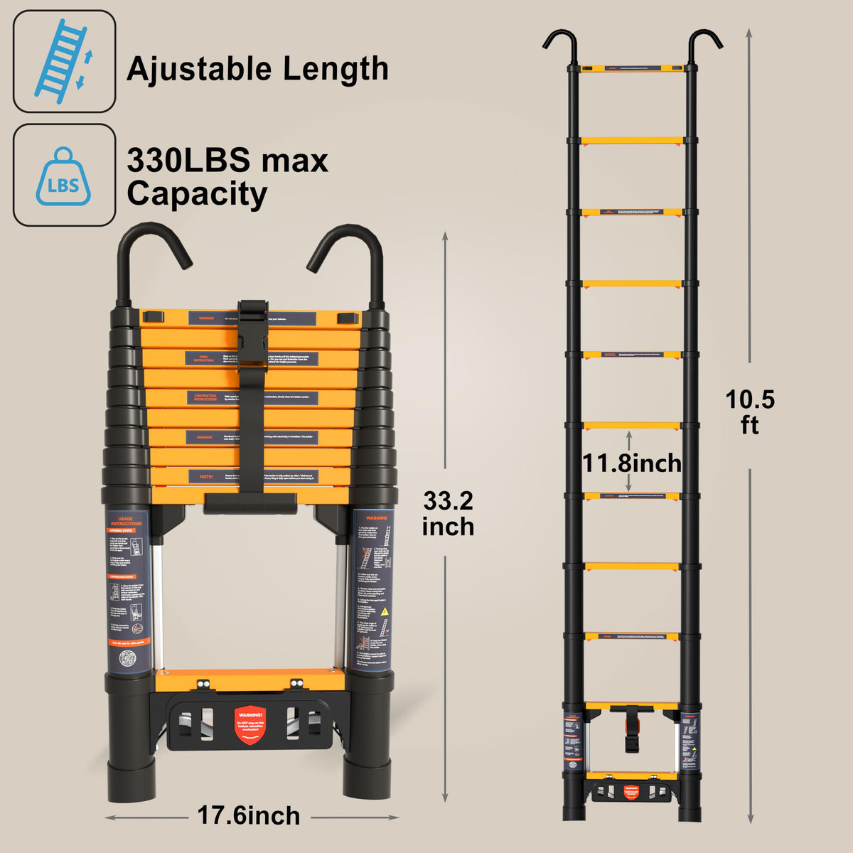 10.5FT Aluminum Telescoping Ladder E74341