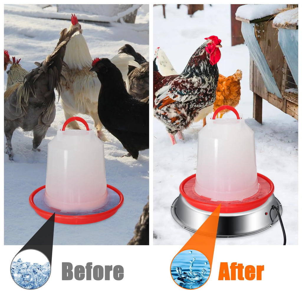 12 Inch 5 Gallons Poultry Waterer Heated Base with Thermostat J382290