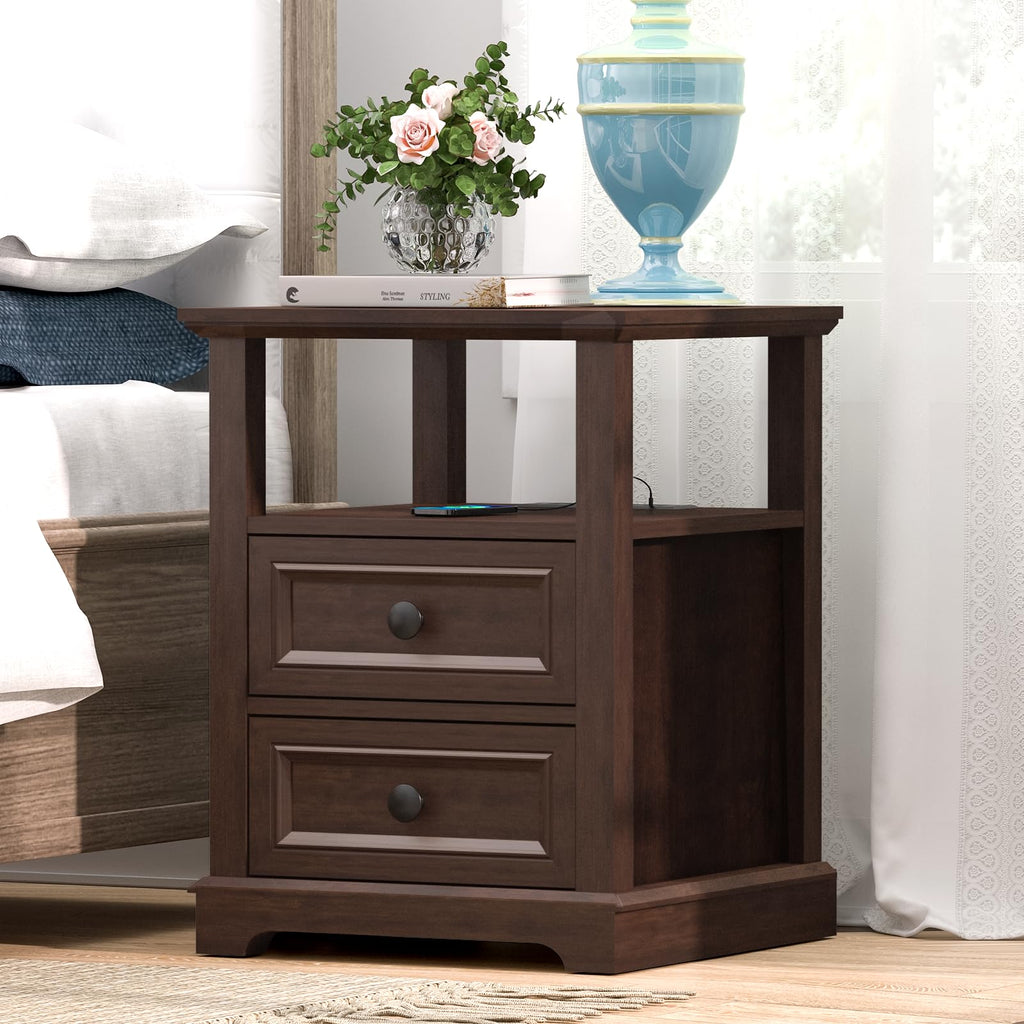24" Tall End Table with Charging Station & 2 Drawers C9332