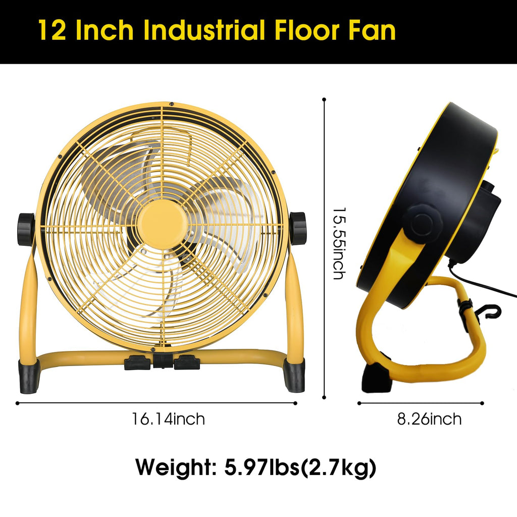 12 Inch High Velocity Metal Floor Fan G467