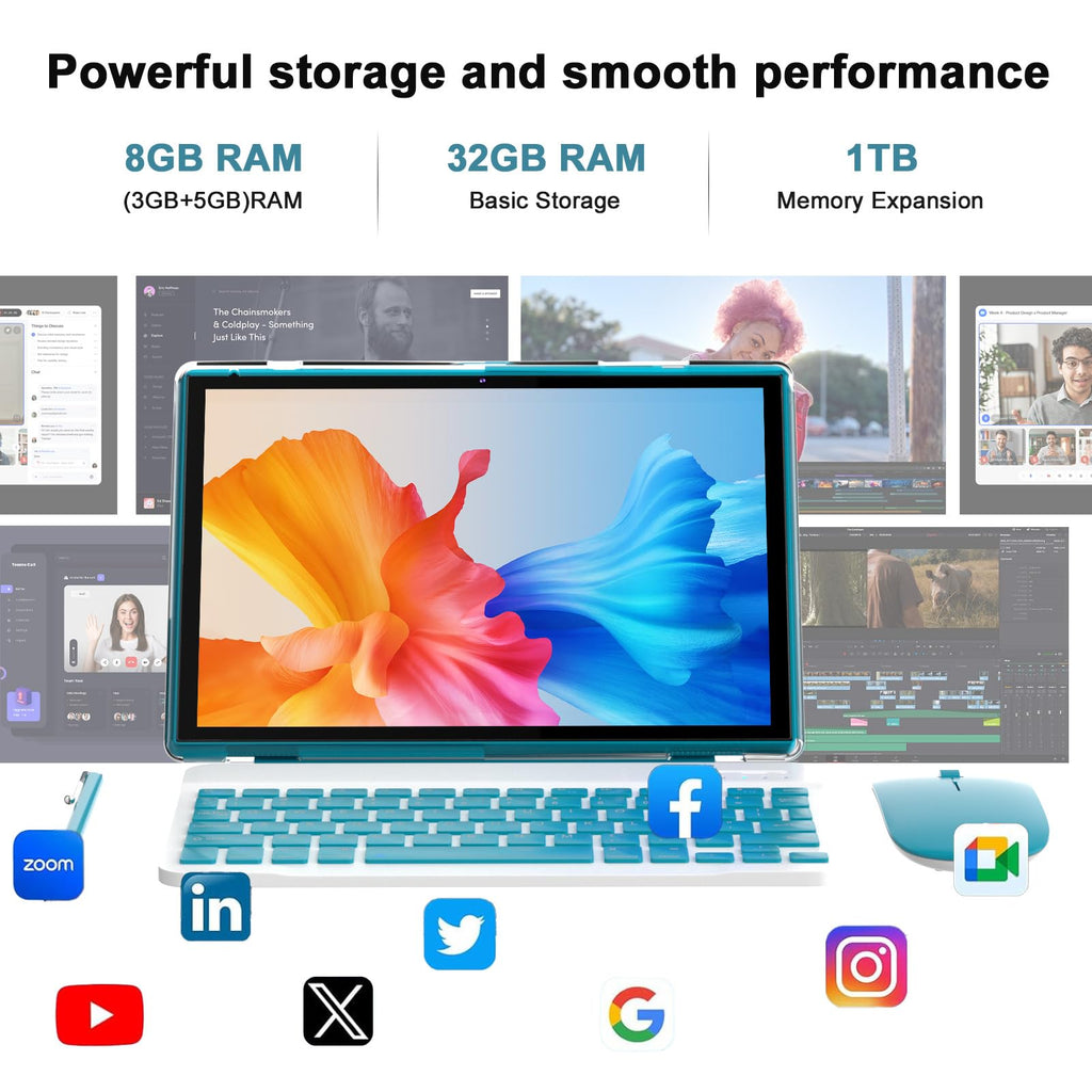 10 inch Android Tablet with Keyboard Stylus 8GB RAM 32GB ROM S378