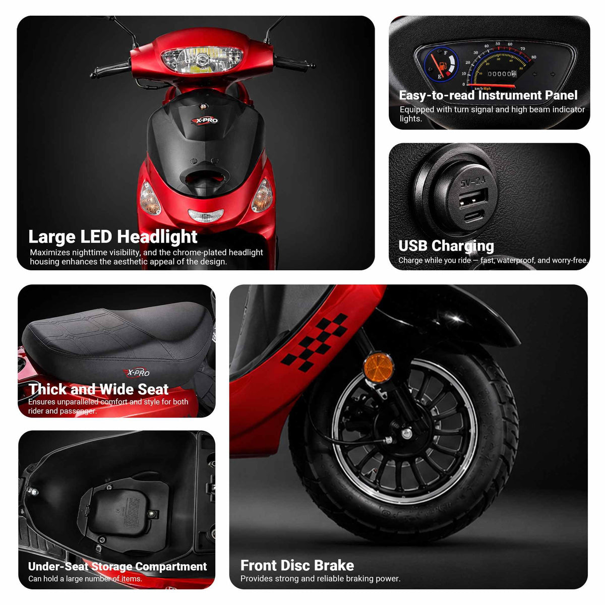50cc Gas Moped Motorcycle with 10" Aluminum Wheels D150