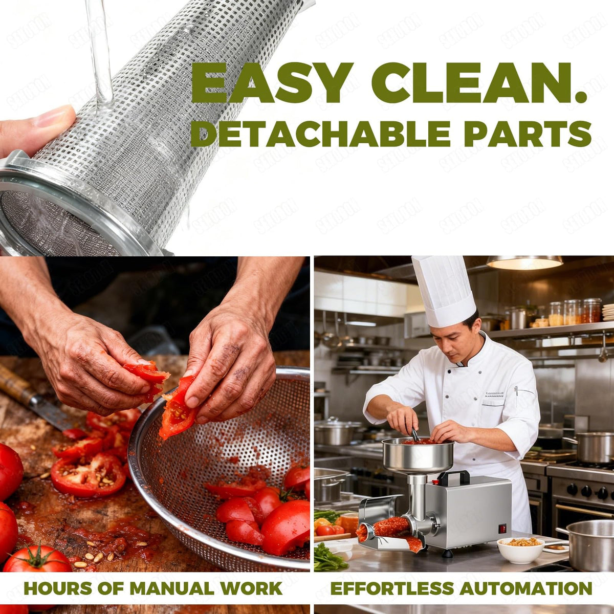 450W Metal Tomato Sauce Maker 8.5in Food-Grade Stainless Steel Q569625