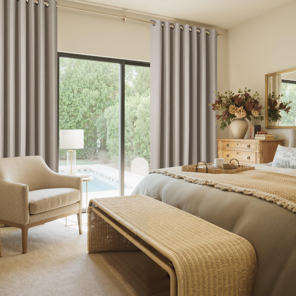 100% Blackout Linen Sliding Glass Door Curtains Y32321