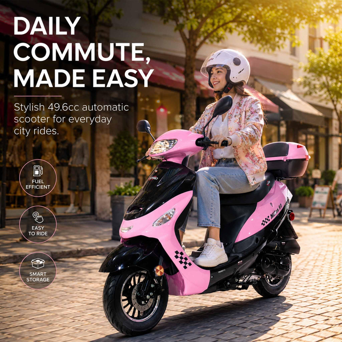 50cc Gas Moped Motorcycle with 10" Aluminum Wheels D150
