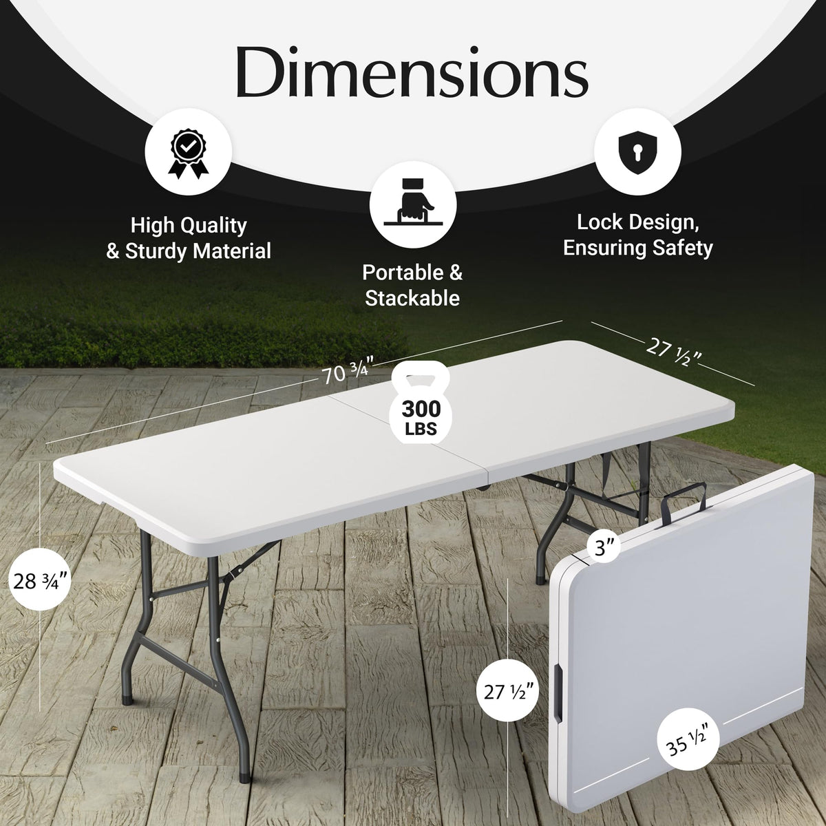 6 Feet Foldable Table with Steel Legs W5417