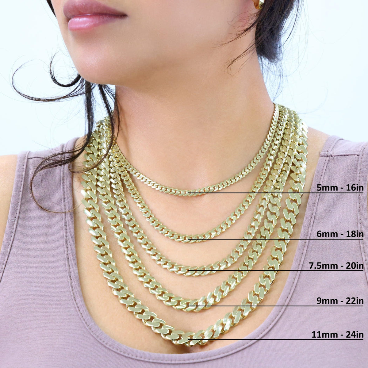 10k Yellow Gold Cuban Link Chain Necklace I941358