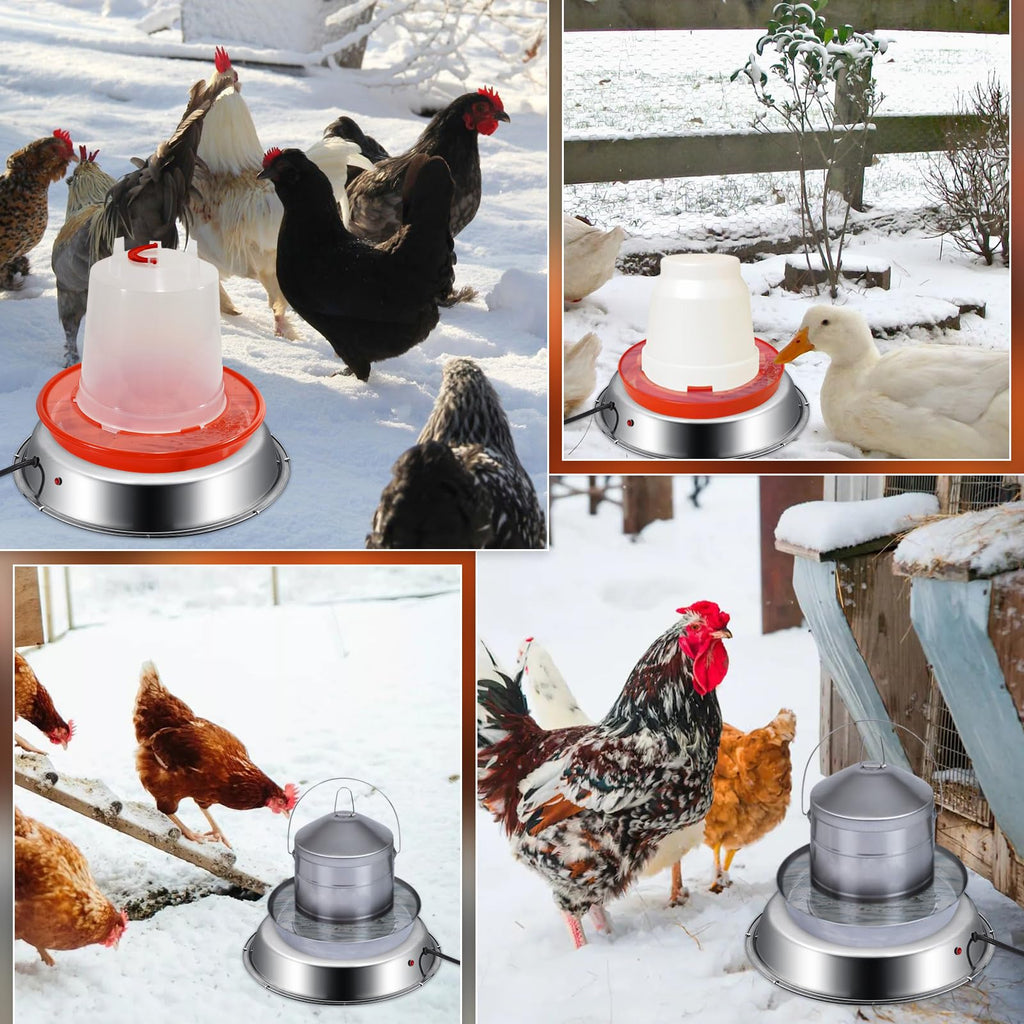 12 Inch 5 Gallons Poultry Waterer Heated Base with Thermostat J382290