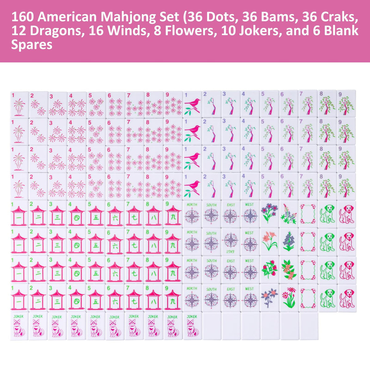 Large Mahjong Set with 160 Tiles, 4 Racks & Carrying Bag M2069
