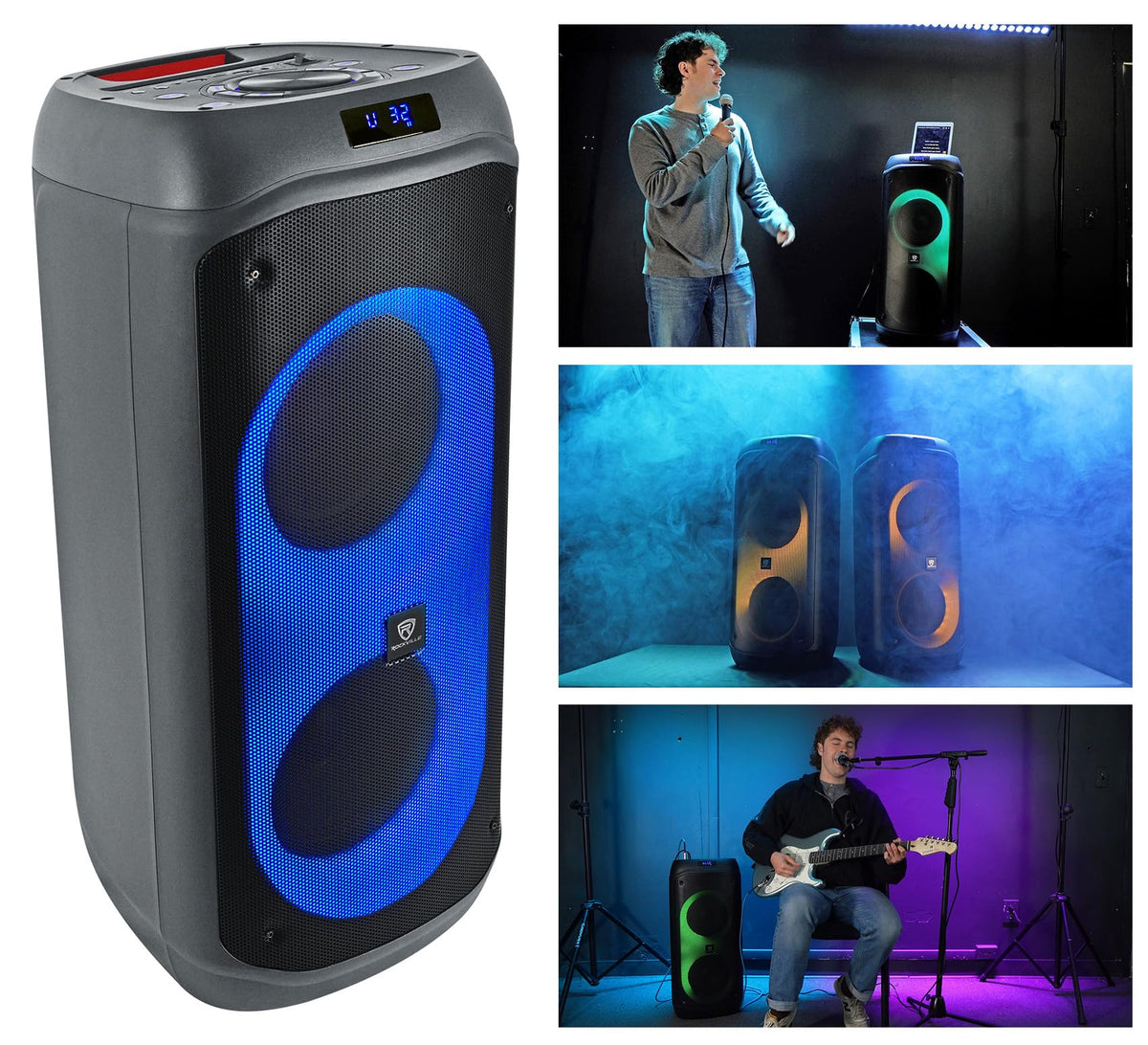 2000W Dual 8" LED Karaoke Speaker with Mic R639214