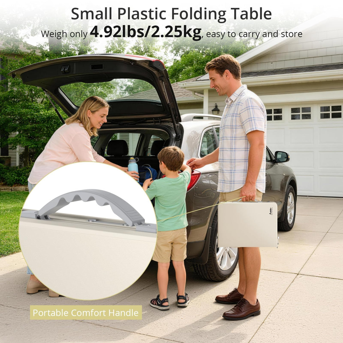 2 ft Small Folding Table, 3 Adjustable Height L729371