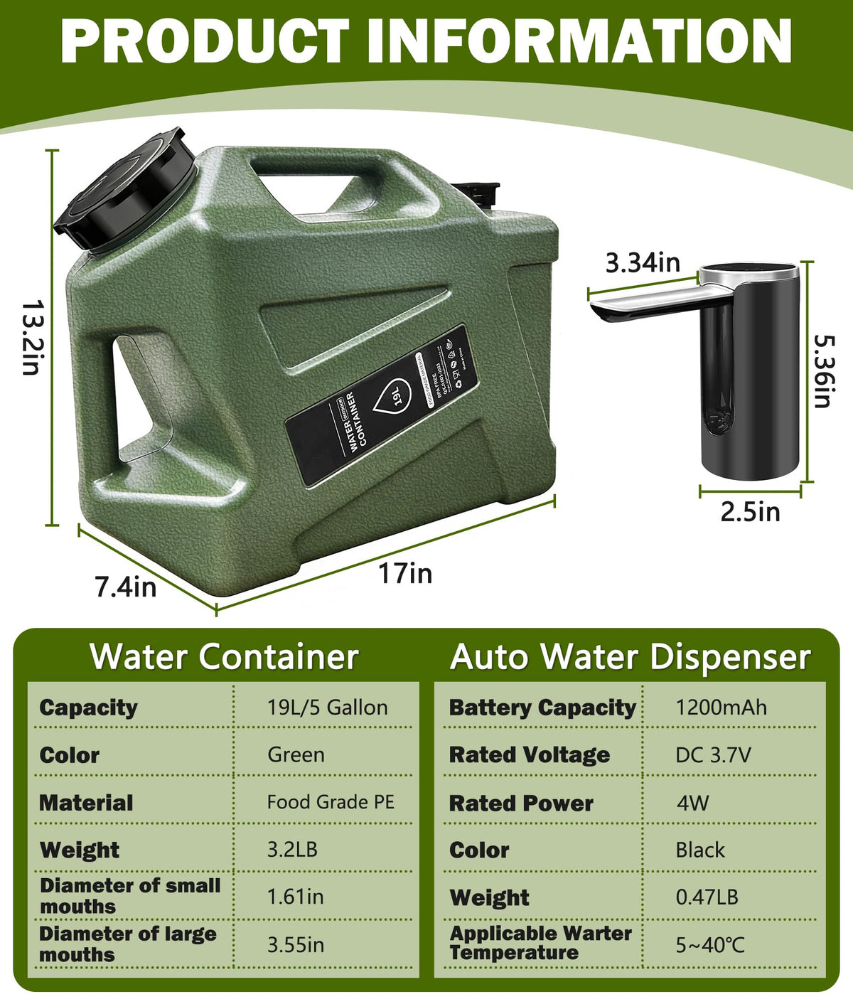 5 Gallon Water Jug with Electric Water Dispenser I236745