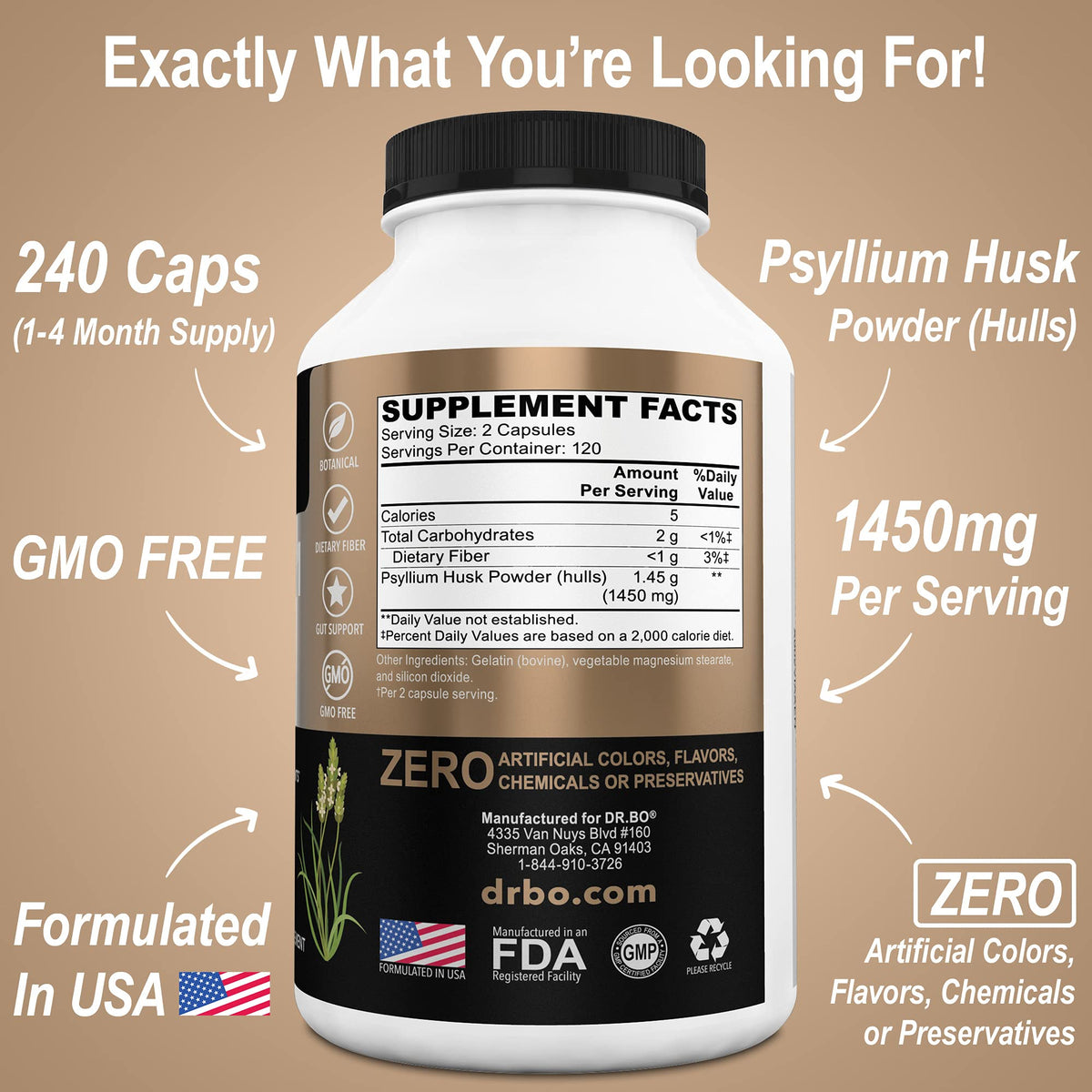 Psyllium Husk Capsule Fiber Supplement W7034