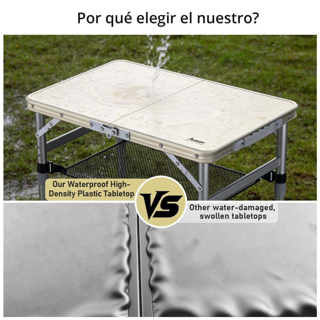 2 ft Small Folding Table, 3 Adjustable Height L729371