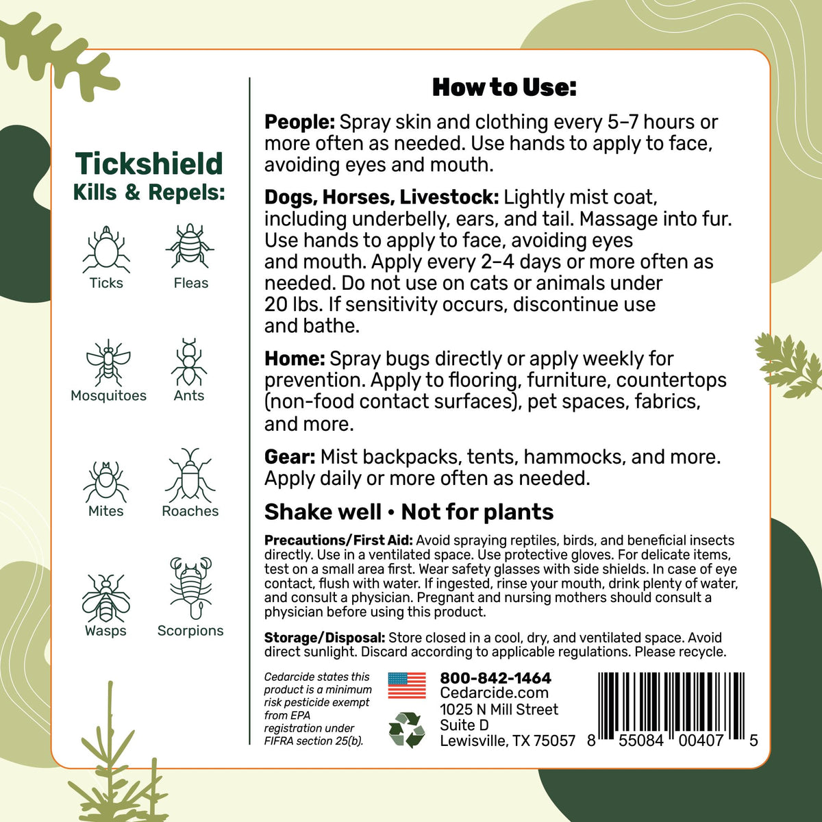 Tick & Flea Repellent Spray for Humans & Pets L81998