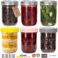 16oz 6-Pack Wide Mouth Glass Mason Jars with Airtight Lids U76419
