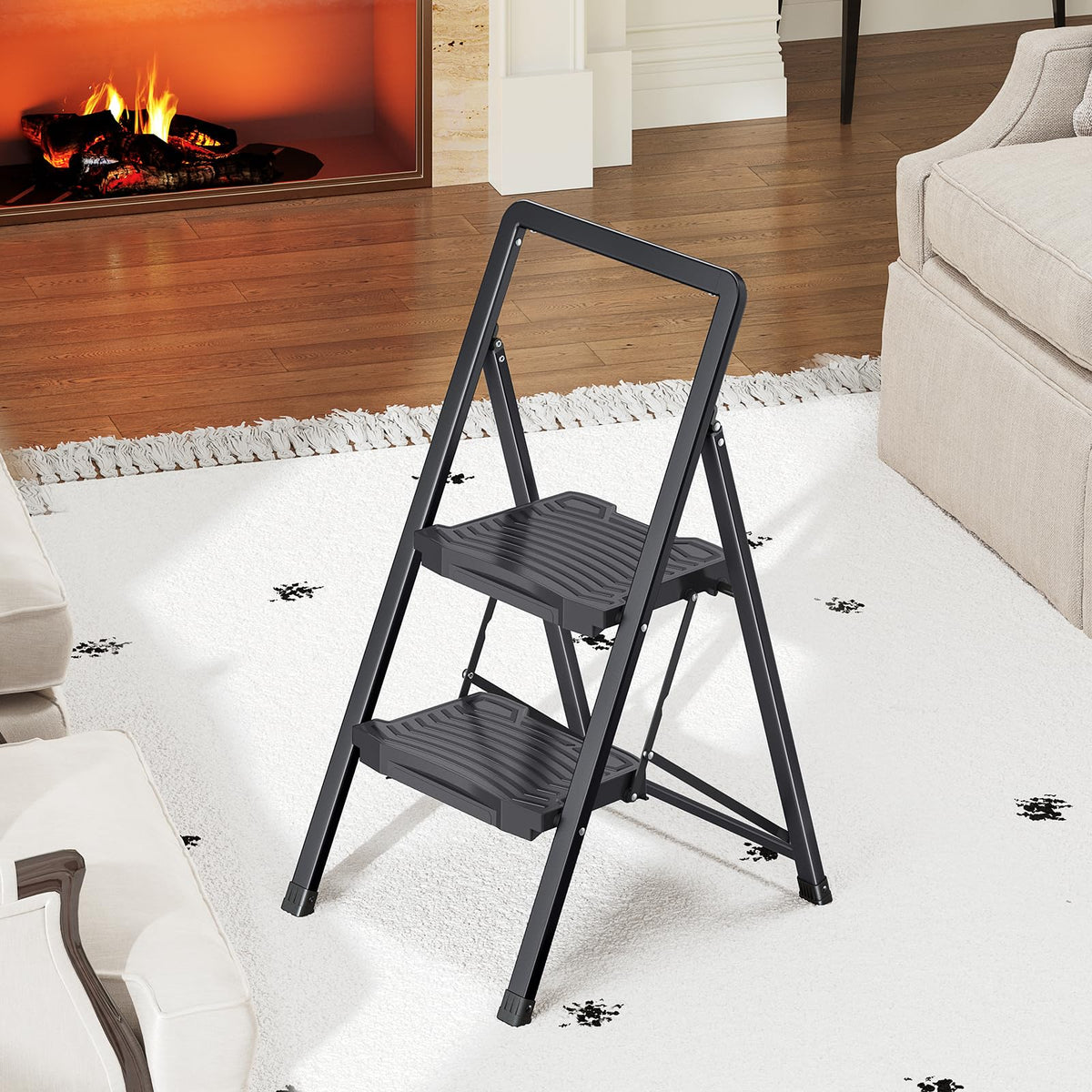 2 Folding Steel Step Ladder with Handrail X1246