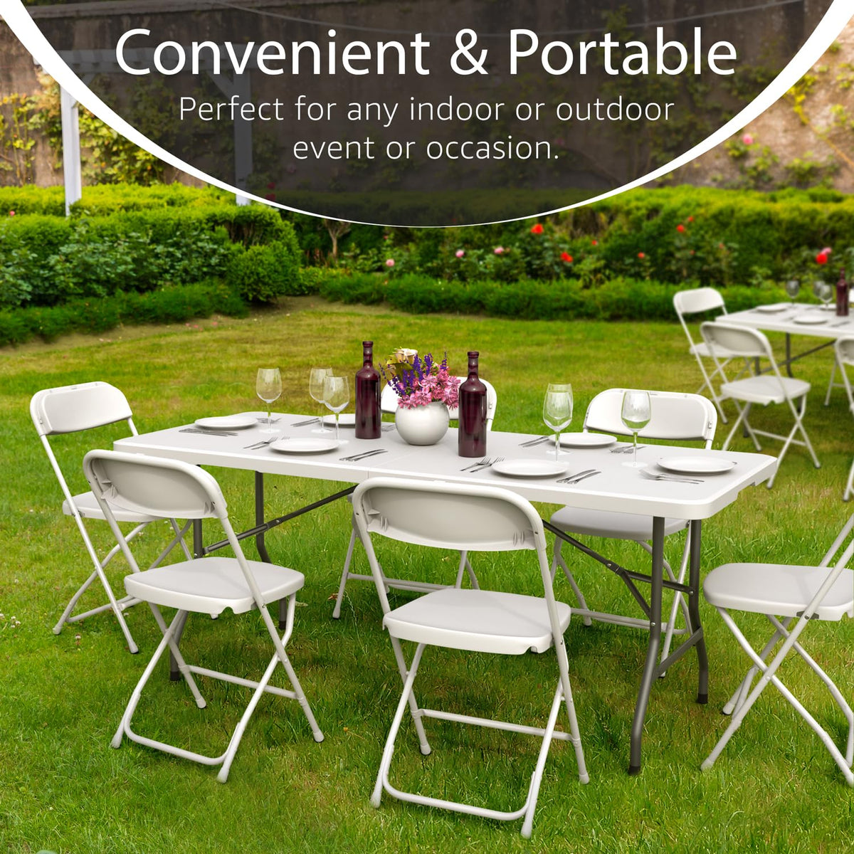 6 Feet Foldable Table with Steel Legs W5417