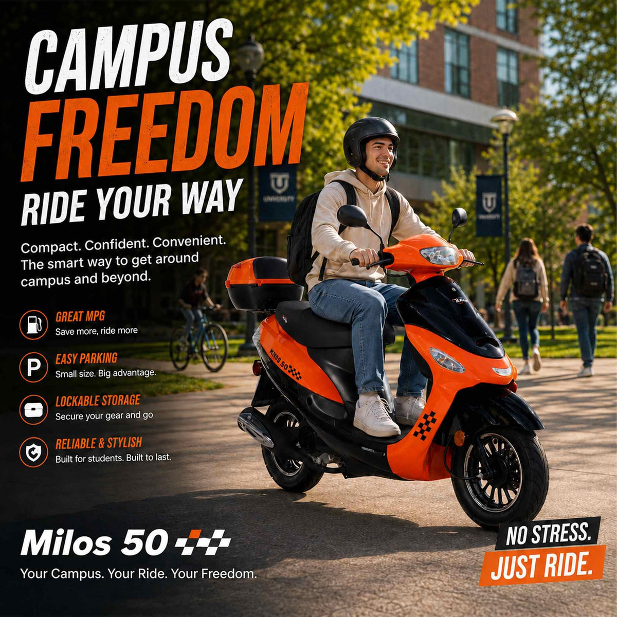 50cc Gas Moped Motorcycle with 10" Aluminum Wheels D150