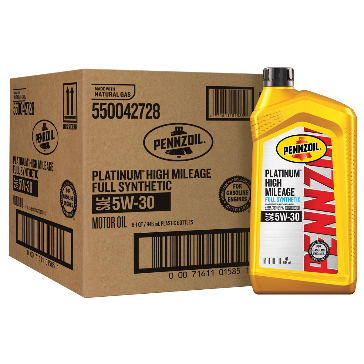 5W-30 Full Synthetic High Mileage Motor Oil, 1 Quart (6 Pack) J4023