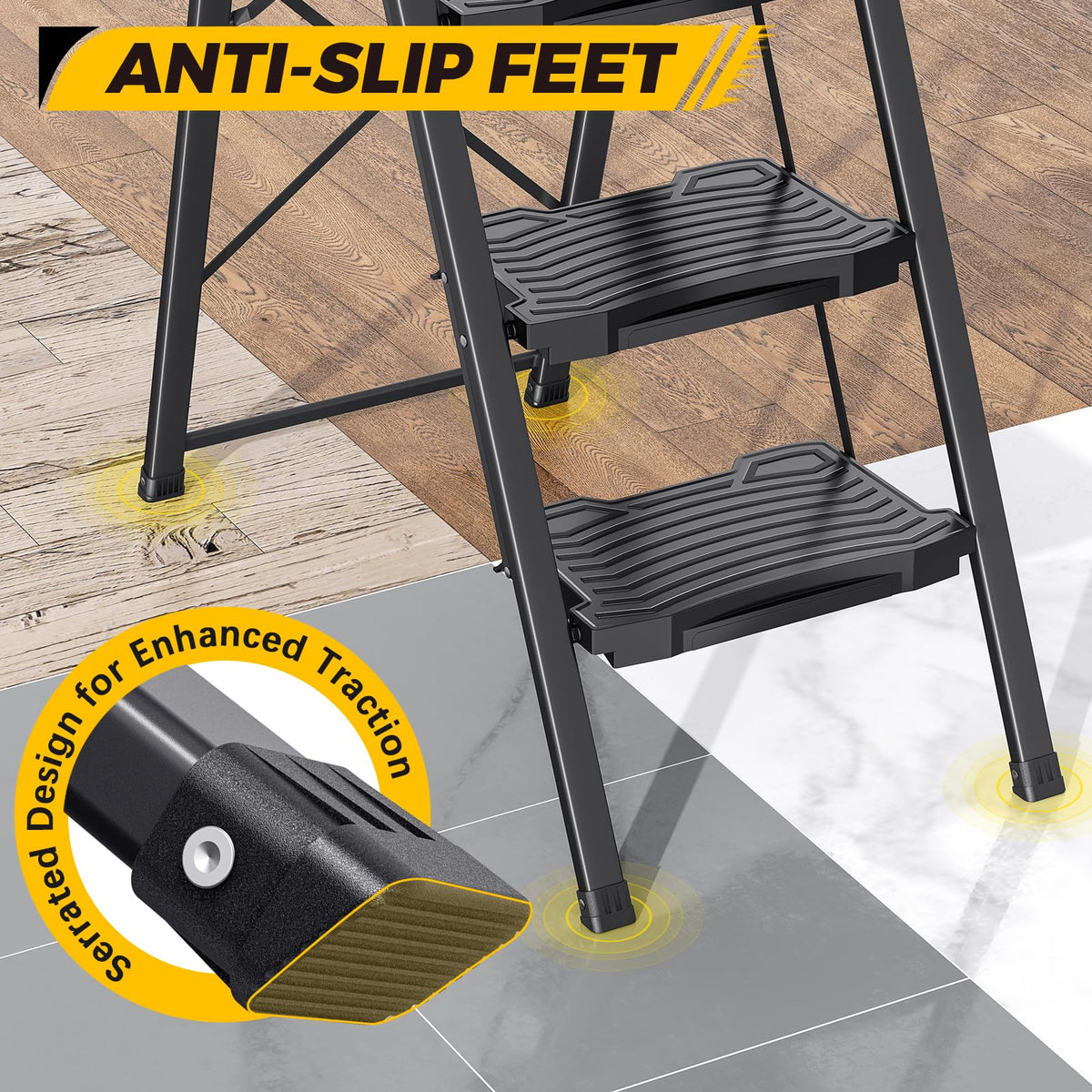 2 Folding Steel Step Ladder with Handrail X1246