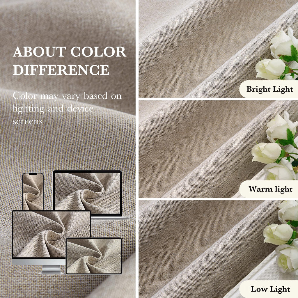100% Blackout Linen Sliding Glass Door Curtains Y32321