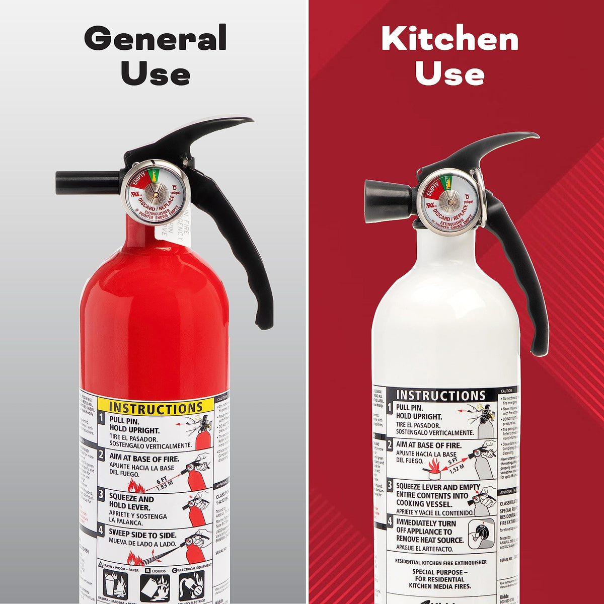 2 Pack Red Dry Chemical Fire Extinguisher with Mounting Bracket T888